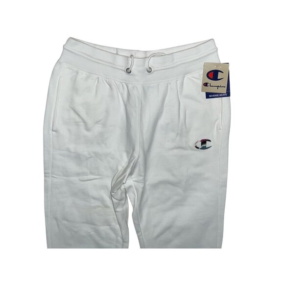 Champion Reverse Weave Colorful Embroidered Patch Sweat Pants Sz XL White Womens - Picture 3 of 9